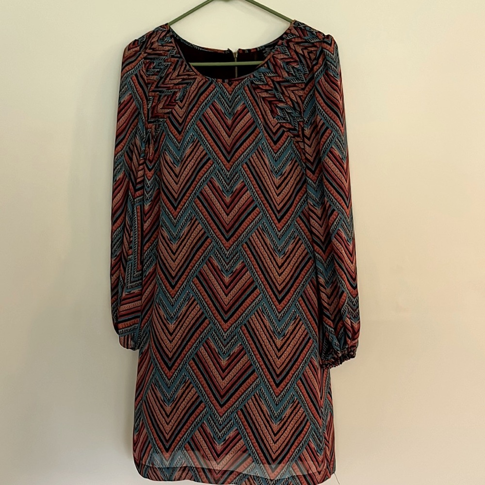Fire Los Angeles Chevron Print chiffon swing tunic dress | Small